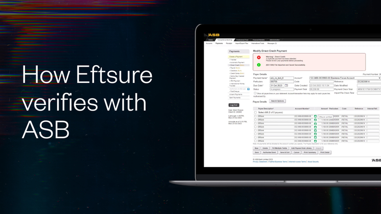 How Eftsure verifies accounts with ASB