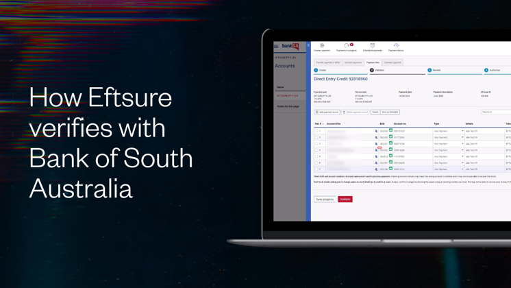 How Eftsure verifies with Bank of South Australia