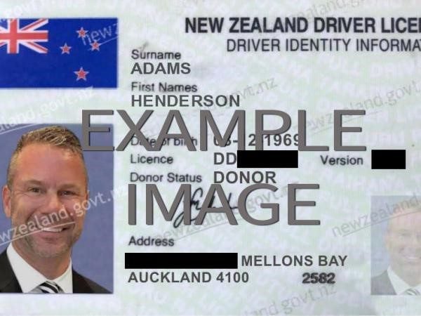 Example of a fraudulent drivers license