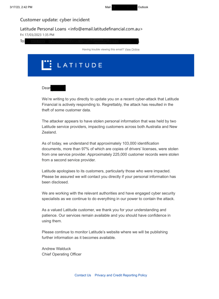 Latitude-financial-data-breach-internal-customer-email