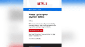 Example of a phishing email from Netflix